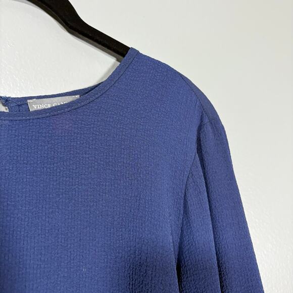 Vince Camuto Women's Navy Blue Minimalist Boho Blouse - Size Medium - Peasant - Picture 2 of 7